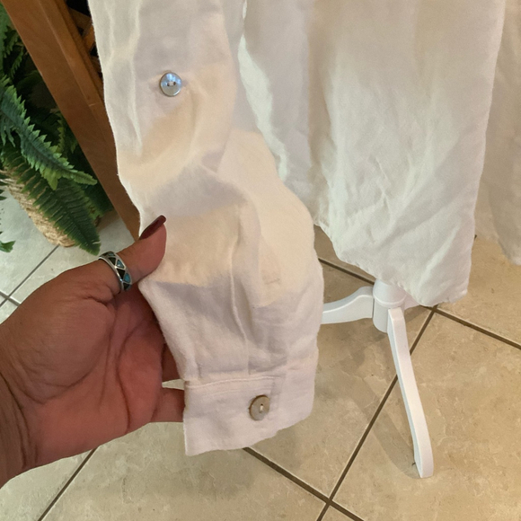 Susan Graver Pure Womens 3X Dressy Linen Rayon Shirt Pockets Lagenlook Top - Picture 6 of 8